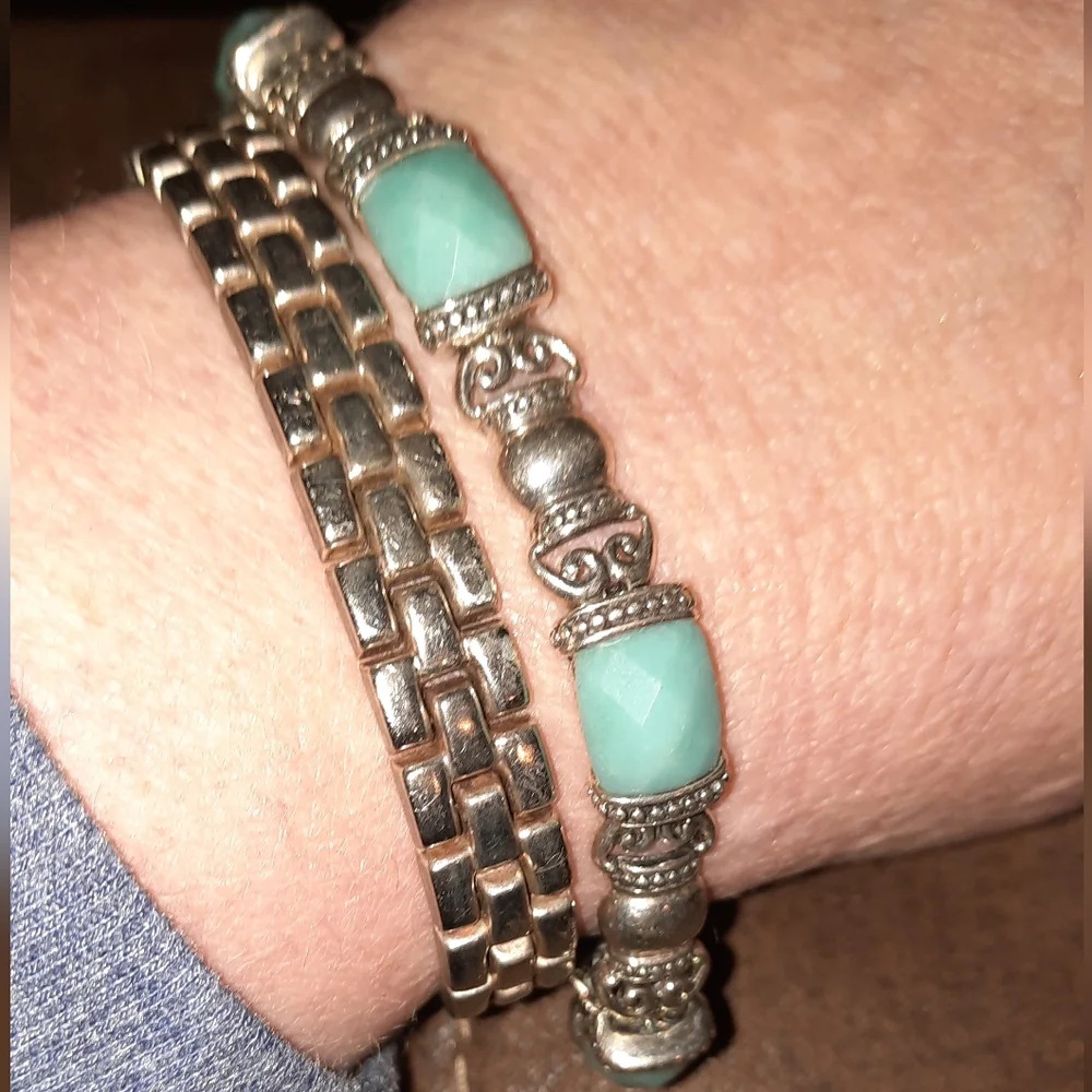 Signed 925 gemstone link bracelet with vintage safety clasp sterling